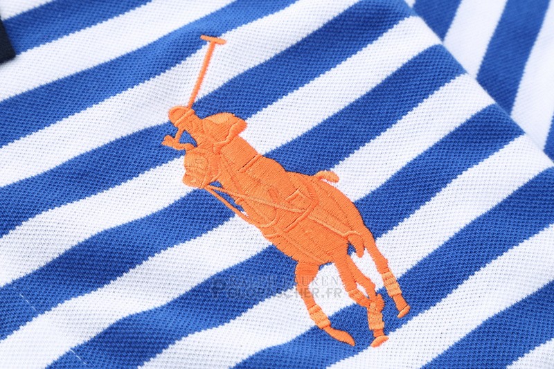 Ralph Lauren Homme Pony Polo Stripe Polo Bleu Orange